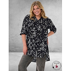 KAFFE CURVE Tuniek/Blouse Sonna Zwart/Wit